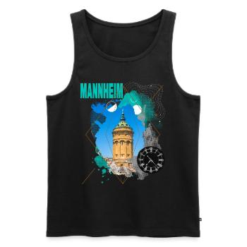 Mannheim Germany City Skyline Vintage Retro - Men's Premium Organic Tank Top - black - Front - AI Model Male 178 light (178cm)