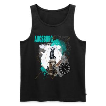Augsburg Deutschland Stadt Skyline Vintage Retro - Männer Premium Bio Tank Top - Schwarz - Vorne - Michal (187cm)