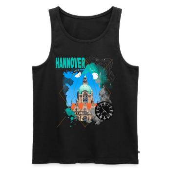 Hanovre Allemagne City Skyline Vintage Rétro - Débardeur bio Premium Homme - noir - Devant - Michal (187cm)