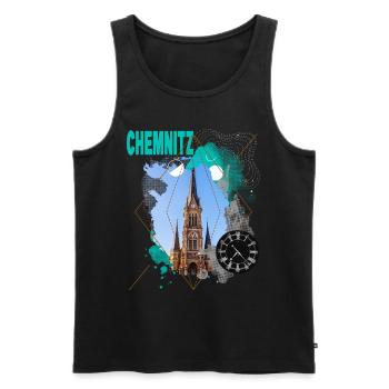 Chemnitz Germany City Skyline Vintage Retro - Men's Premium Organic Tank Top - black - Front - AI Model Male 178 light (178cm)
