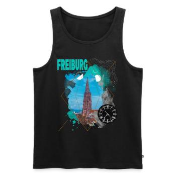 Freiburg Germany City Skyline Vintage Retro - Men's Premium Organic Tank Top - black - Front - AI Model Male 178 light (178cm)