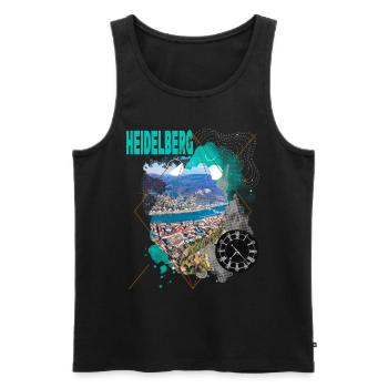 Heidelberg Germany City Skyline Vintage Retro - Men's Premium Organic Tank Top - black - Front - Michal (187cm)
