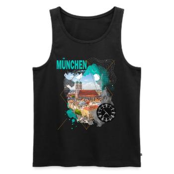 Munich Germany City Skyline Vintage Retro - Men's Premium Organic Tank Top - black - Front - AI Model Male 178 light (178cm)