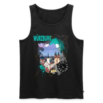 Würzburg Allemagne City Skyline Vintage Retro - Débardeur bio Premium Homme - noir - Devant - Michal (187cm)
