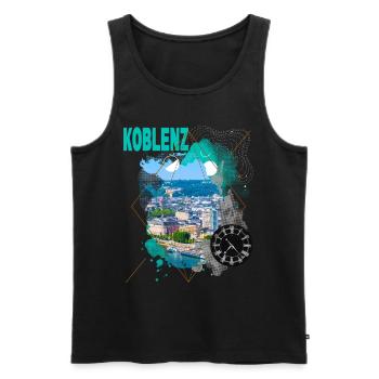 Koblenz Germany City Skyline Vintage Retro - Men's Premium Organic Tank Top - black - Front - AI Model Male 178 light (178cm)