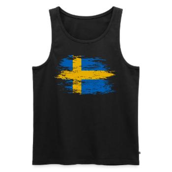Sweden flag used - Men's Premium Organic Tank Top - black - Front - Michal (187cm)