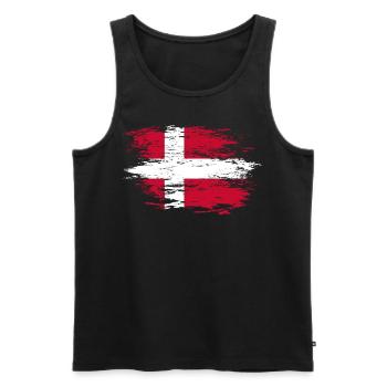 Drapeau du Danemark utilisé - Débardeur bio Premium Homme - noir - Devant - AI Model Male 178 light (178cm)