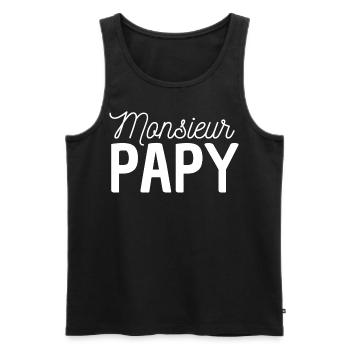 Monsieur papy humour grand-père cadeau - Débardeur bio Premium Homme - noir - Devant - Michal (187cm)