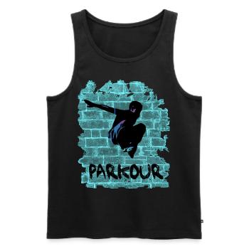 Parkour - Männer Premium Bio Tank Top - Schwarz - Vorne - AI Model Male 178 light (178cm)