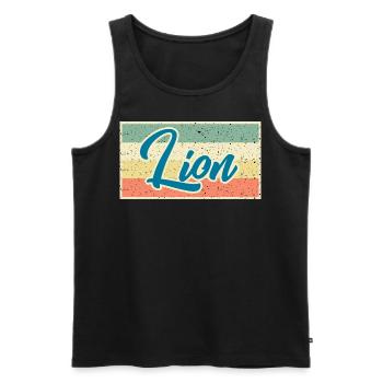 Lion Retro Look – Chemise Roi des Animaux - Débardeur bio Premium Homme - noir - Devant - AI Model Male 178 light (178cm)