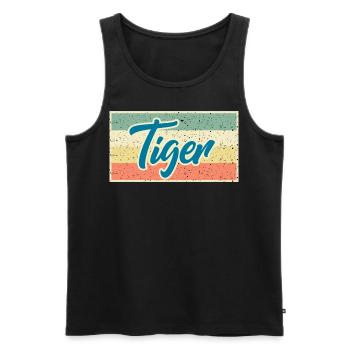 Tiger Retro Shirt – Stärke & Eleganz - Männer Premium Bio Tank Top - Schwarz - Vorne - AI Model Male 178 light (178cm)