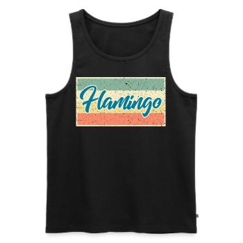 Flamingo Retro Shirt – Elegant & Tropisch - Männer Premium Bio Tank Top - Schwarz - Vorne - Michal (187cm)