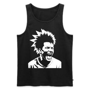 Schreiender Punkrocker mit Mohican Anarchy Punk - Männer Premium Bio Tank Top - Schwarz - Vorne - AI Model Male 178 light (178cm)