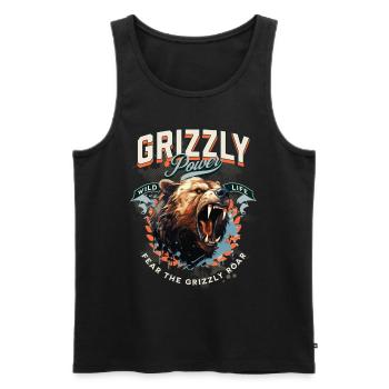 Bear Grizzly Roars Bear's Head Nature Wilderness Forest - Men's Premium Organic Tank Top - black - Front - Michal (187cm)