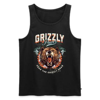 Bear Grizzly Roars Bear's Head Nature Wilderness Forest - Men's Premium Organic Tank Top - black - Front - Michal (187cm)