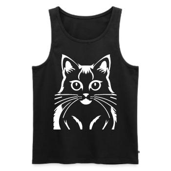 Lustige Katzensilhouette Freche Spaßkatzen - Männer Premium Bio Tank Top - Schwarz - Vorne - Michal (187cm)
