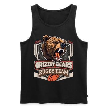 Rugby, Équipe des Grizzly-Bears, Logo Grizzlybären - Débardeur bio Premium Homme - noir - Devant - AI Model Male 178 light (178cm)