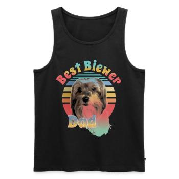 Biewer Terrier, bester Hunde Papa - Männer Premium Bio Tank Top - Schwarz - Vorne - AI Model Male 178 light (178cm)