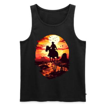 Cowboy Horse Wild West Western Riding Wilderness USA - Men's Premium Organic Tank Top - black - Front - Michal (187cm)