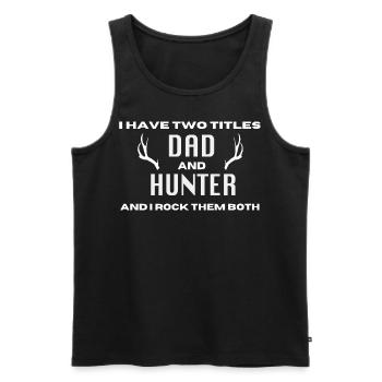 Hunter Saying Hunt - Men's Premium Organic Tank Top - black - Front - AI Model Male 178 light (178cm)
