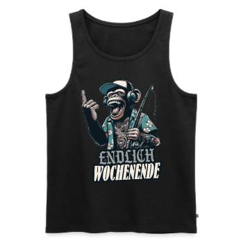 lachs mich dorsch am barsch angeln spruch lustig - Männer Premium Bio Tank Top - Schwarz - Vorne - Michal (187cm)
