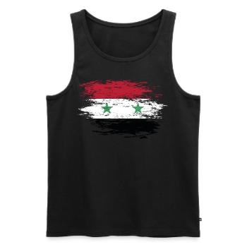 Drapeau de la Syrie utilisé - Débardeur bio Premium Homme - noir - Devant - AI Model Male 178 light (178cm)
