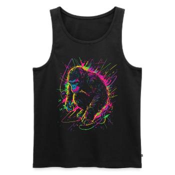 Monkey Gorilla Chimpanzee Neon Colorful Colorful - Men's Premium Organic Tank Top - black - Front - AI Model Male 178 light (178cm)