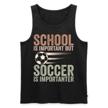 Schule ist wichtig, aber Fußball ist noch wichtiger - Männer Premium Bio Tank Top - Schwarz - Vorne - AI Model Male 178 light (178cm)
