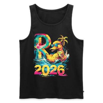 Pension 2026 Duck Pensioner Retired Funny - Men's Premium Organic Tank Top - black - Front - Michal (187cm)