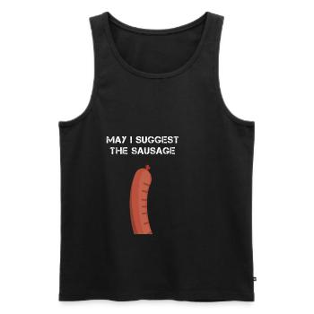 Puis-je suggérer la saucisse - Débardeur bio Premium Homme - noir - Devant - AI Model Male 178 light (178cm)