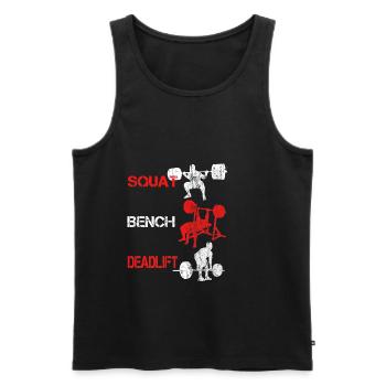 Squat Bench Deadlift - Bodybuilder Training - Men's Premium Organic Tank Top - black - Front - AI Model Male 178 light (178cm)