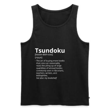 Tsundoku Definition Description - Débardeur bio Premium Homme - noir - Devant - AI Model Male 178 light (178cm)