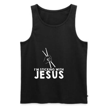 I'm Sticking With Jesus - Men's Premium Organic Tank Top - black - Front - Michal (187cm)