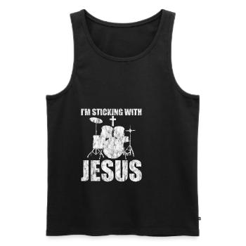I'm Sticking With Jesus 3 - Men's Premium Organic Tank Top - black - Front - Michal (187cm)