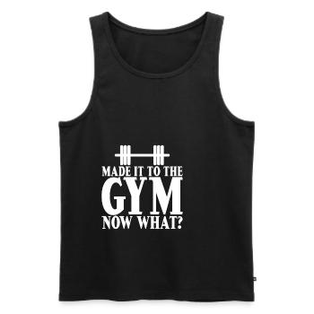 Arrivé au gymnase, maintenant quoi 2 - Débardeur bio Premium Homme - noir - Devant - Michal (187cm)