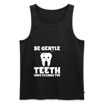 Be Gentle, Teeth Have Fillings Too - Männer Premium Bio Tank Top - Schwarz - Vorne - Michal (187cm)