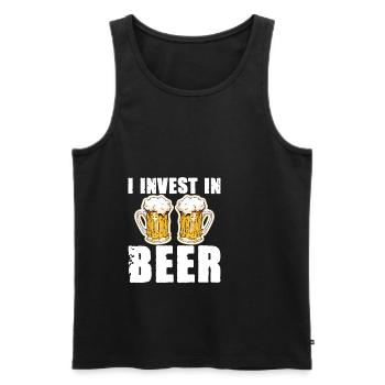 J’investis dans la bière - Débardeur bio Premium Homme - noir - Devant - Michal (187cm)