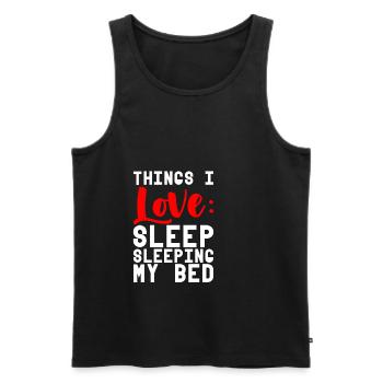Choses que j’aime, dormir dans mon lit 4 - Débardeur bio Premium Homme - noir - Devant - Michal (187cm)