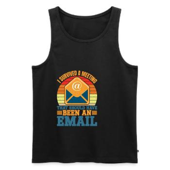 I Survived Another Meeting 10 - Men's Premium Organic Tank Top - black - Front - AI Model Male 178 light (178cm)