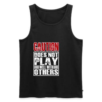 Caution Does Not Play Well With Others 28 - Männer Premium Bio Tank Top - Schwarz - Vorne - AI Model Male 178 light (178cm)