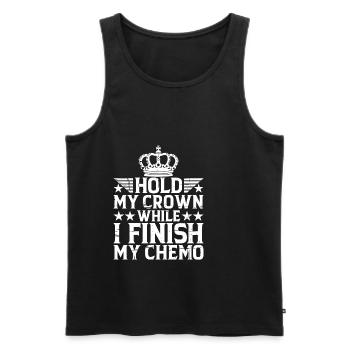 Tenez ma couronne pendant que je termine ma chimio 30 - Débardeur bio Premium Homme - noir - Devant - Michal (187cm)