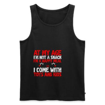 At My Age I'm Not A Snack, I'm A Happy Meal 3 - Men's Premium Organic Tank Top - black - Front - AI Model Male 178 light (178cm)