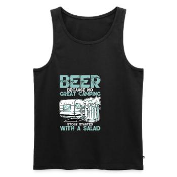 No Great Camping Story Started With A Salad 3 - Männer Premium Bio Tank Top - Schwarz - Vorne - AI Model Male 178 light (178cm)