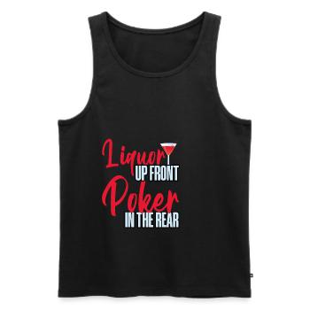 Liquor Up Front, Poker In The Rear 4 - Männer Premium Bio Tank Top - Schwarz - Vorne - AI Model Male 178 light (178cm)