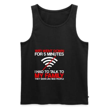 Wifi Went Down For 5 Minutes 2 - Men's Premium Organic Tank Top - black - Front - AI Model Male 178 light (178cm)