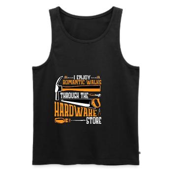 Enjoy Romantic Walks Through The Hardware Store11 - Men's Premium Organic Tank Top - black - Front - AI Model Male 178 light (178cm)