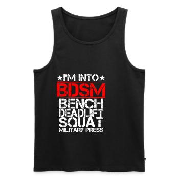 I'm Into BDSM Bench Squat Deadlift Military Press9 - Men's Premium Organic Tank Top - black - Front - AI Model Male 178 light (178cm)