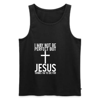 I'm Not Perfect But Jesus Thinks I'm To Die For - Men's Premium Organic Tank Top - black - Front - Michal (187cm)
