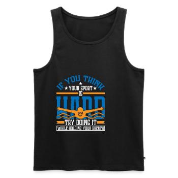 Try Doing It While Holding Your Breath - Men's Premium Organic Tank Top - black - Front - AI Model Male 178 light (178cm)