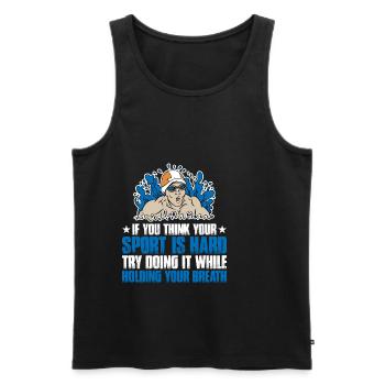 Try doing it while holding your breath 3 - Men's Premium Organic Tank Top - black - Front - AI Model Male 178 light (178cm)